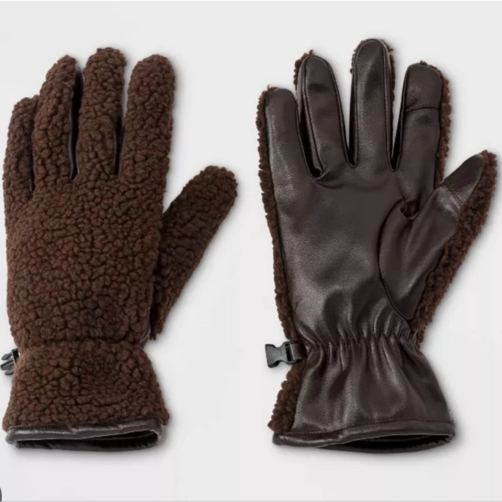 Goodfellow & Co Dark Brown Faux Shearling Gloves L/XL​​